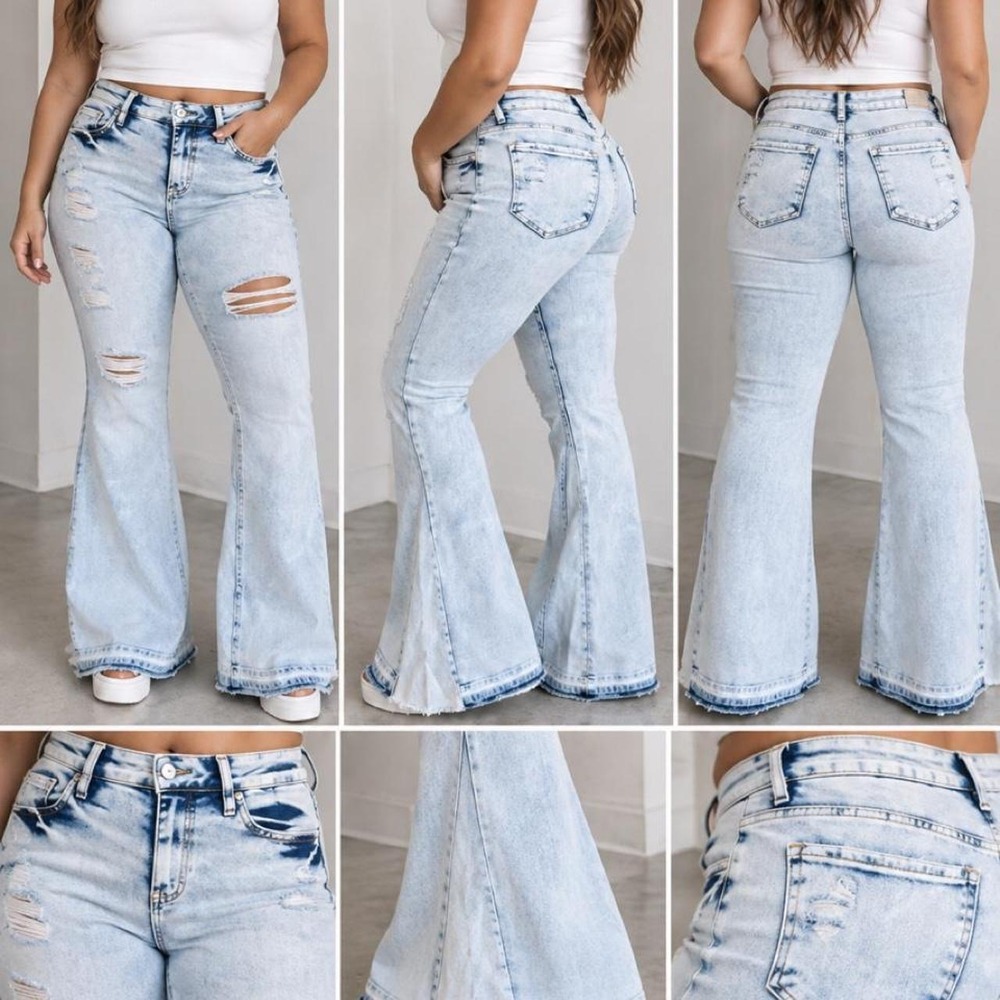 ✨ Flying Monkey High Rise Coco Blues Distressed Flare Jeans 👖🩵